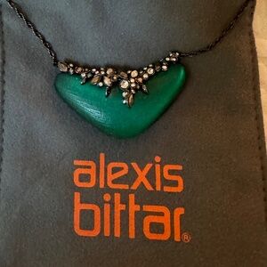 Alexis Bittar Deep Aqua Necklace with Smoke Chain